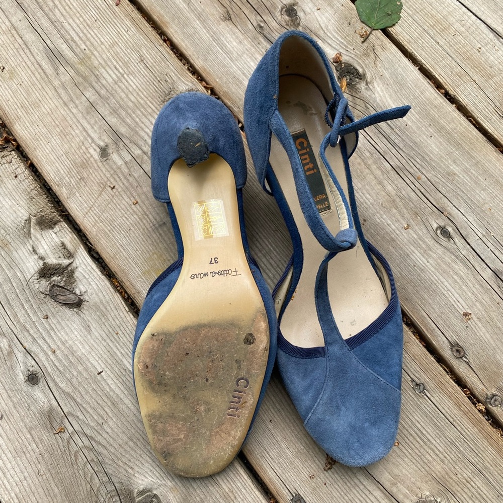Blue suede shoes!  Size euro 37.  Lightly worn. Bought in Italy